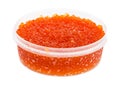 Plastic container with salted red salmon roe Royalty Free Stock Photo