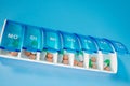 Plastic container for storing pills. Organization of storage of tablets for each day Royalty Free Stock Photo