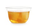 Plastic container with tasty pineapple jelly