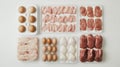 Plastic containers organizing various types of raw meat and eggs, showcasing a structured approach to food storage Royalty Free Stock Photo