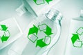 Plastic containers with recycle symbol Royalty Free Stock Photo