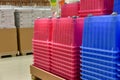Plastic containers in a store Royalty Free Stock Photo