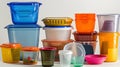 Plastic Containers: Various-sized receptacles made of plastic, AI generated