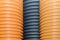 Plastic corrugated pipes for water supply, sewage, plumbing Royalty Free Stock Photo