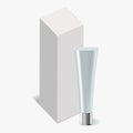 Plastic cosmetic tube with shadow. Horizontally laying mock up packaging box with shadow. Vector illustration. eps 10 Royalty Free Stock Photo