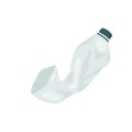 Plastic crumpled bottle with lid, rubbish garbage, ecology pollution, environment problem