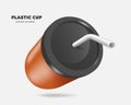 Plastic cup with black lid and straw plugged in Royalty Free Stock Photo