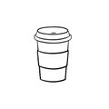 Plastic cup of chocolate coffee hand drawn icon.