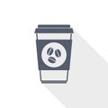 Plastic cup of coffe vector icon, hot drink flat design illustration