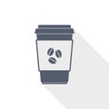 Plastic cup of coffe vector icon, hot drink flat design illustration