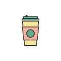 plastic cup of coffee colored outline icon. Element of food icon for mobile concept and web apps. Thin line plastic cup of coffee Royalty Free Stock Photo