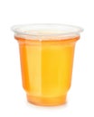 Plastic cup of fruit jelly dessert