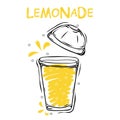 Plastic cup with lemonade. Summer drink. Healthy food poster