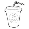 Plastic cup of limonade icon, outline style
