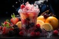 Plastic cup magic, frozen fruit slushes, a burst of color and coolness Royalty Free Stock Photo