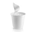 Plastic cup with sour cream 3D render Royalty Free Stock Photo