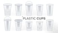 Plastic Cup Transparent Set Vector. Drink Mug. Disposable Tableware Clear Empty Container. Cold Or Hot Takeaway Drink Royalty Free Stock Photo