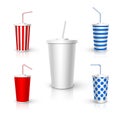 Plastic Cup with tube mockup. Vector realistic design elements. Royalty Free Stock Photo