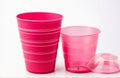 Plastic cups cut out on white background Royalty Free Stock Photo