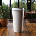 Plastic cups on plain white frosted background in cafes and supermarkets