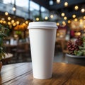 Plastic cups on plain white frosted background in cafes and supermarkets