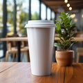 Plastic cups on plain white frosted background in cafes and supermarkets