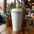 Plastic cups on plain white frosted background in cafes and supermarkets