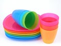 Plastic cups and plates