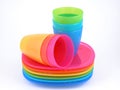 Plastic cups and plates Royalty Free Stock Photo