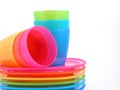 Plastic cups and plates Royalty Free Stock Photo