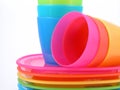 Plastic cups and plates Royalty Free Stock Photo