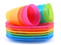 Plastic cups and plates Royalty Free Stock Photo