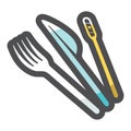 Plastic cutlery tableware Vector icon Cartoon illustration.