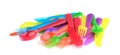 Plastic cutlery on a white background Royalty Free Stock Photo