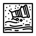 plastic debris beach microplastics line icon vector illustration Royalty Free Stock Photo