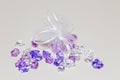 Plastic diamonds in a silk bag Royalty Free Stock Photo