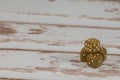 Plastic Dices on White Wooden Table: Gambling Theme Royalty Free Stock Photo