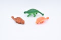 Plastic Dinosaur Toys on White Royalty Free Stock Photo