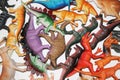 Plastic dinosaurs figures- toys background