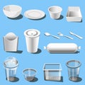 Plastic dishware disposable tableware vector icons Royalty Free Stock Photo