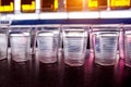 Plastic disposable glasses with water Royalty Free Stock Photo