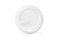 Plastic disposable top coffee cap lid isolated on white. Blank white disposable coffee cup lid mock up lying top view Royalty Free Stock Photo