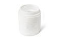 Plastic disposable top coffee cap lid isolated on white. Blank white disposable coffee cup lid mock up lying top view Royalty Free Stock Photo
