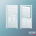 Plastic Door Vector. Sliding. White Roller Shutter. Opened And Closed. Energy Saving. PVC Profile. Isolated On Transparent Royalty Free Stock Photo