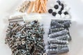 Plastic dowel or wall plugs pin with screws for bricks Royalty Free Stock Photo