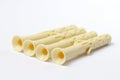 Plastic dowels close-up on a white background Royalty Free Stock Photo