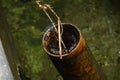 Plastic drain pipe through which apparently clean water flows Royalty Free Stock Photo