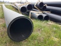 Plastic drainage pipes  pile connecting each other by the road Royalty Free Stock Photo