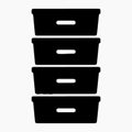 Plastic drawer unit black glyph icon storage drawer Royalty Free Stock Photo