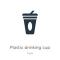 Plastic drinking cup icon vector. Trendy flat plastic drinking cup icon from food collection isolated on white background. Vector Royalty Free Stock Photo